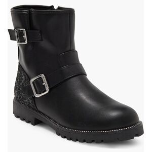 Harper Canyon Boots Size‎ 5 Black Buckle Detail Lug Sole Block Heel Side Zip NEW